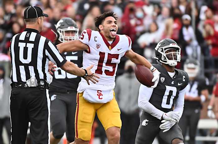 Drake London is the Trojans' top target and a possible first-round pick in the 2022 NFL Draft.&nbsp;